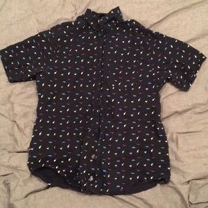 Dinosaur Print Short-Sleeved Button Down